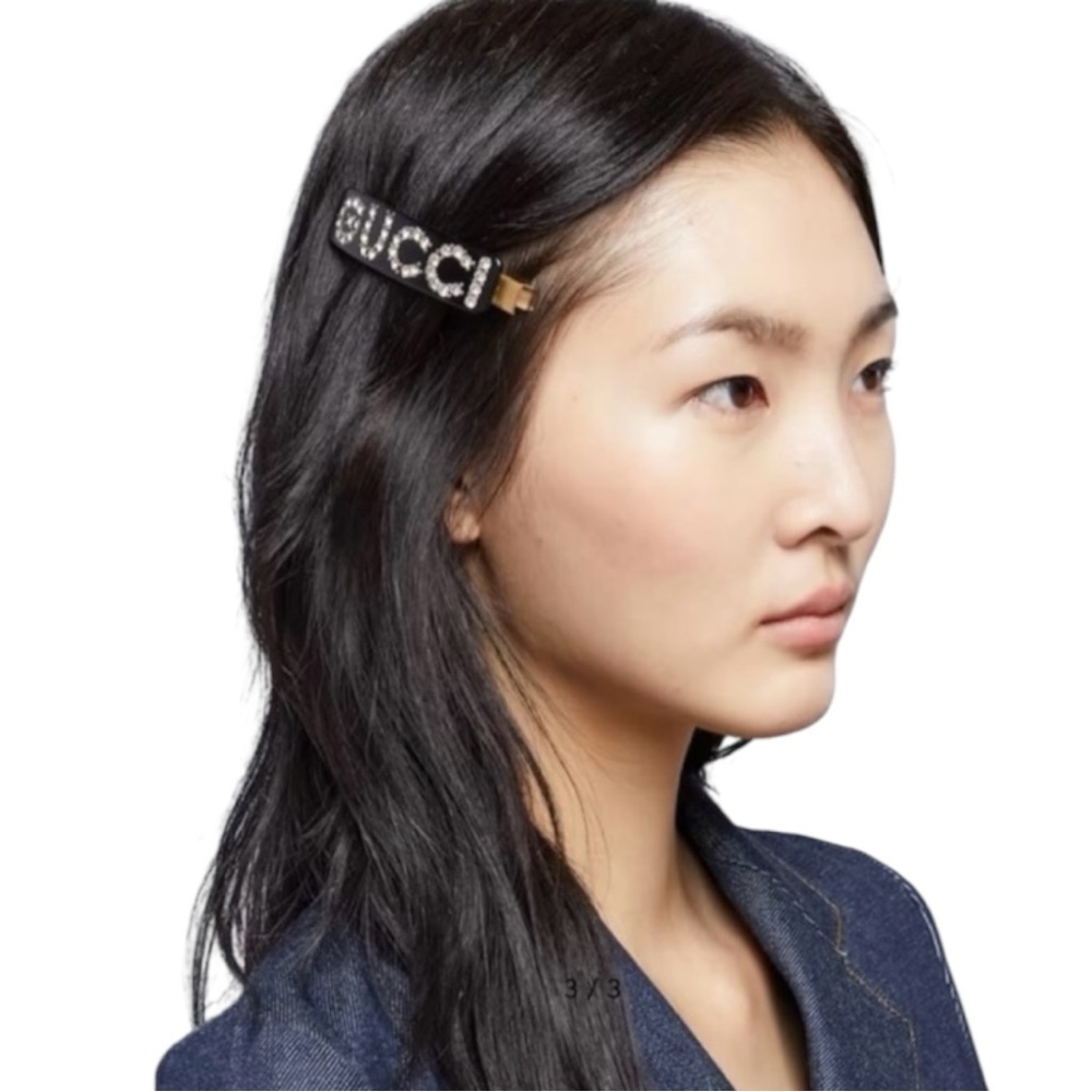 Authentic Gucci Black and Gold Hair Clip